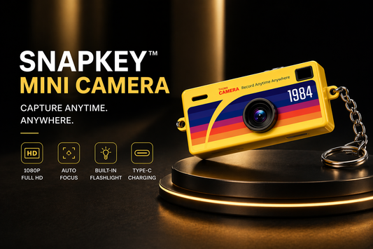 Retro Mini Thumb Camera Keychain – 1080P HD Portable Vintage Mini Camera with Flashlight & Type-C Rechargeable