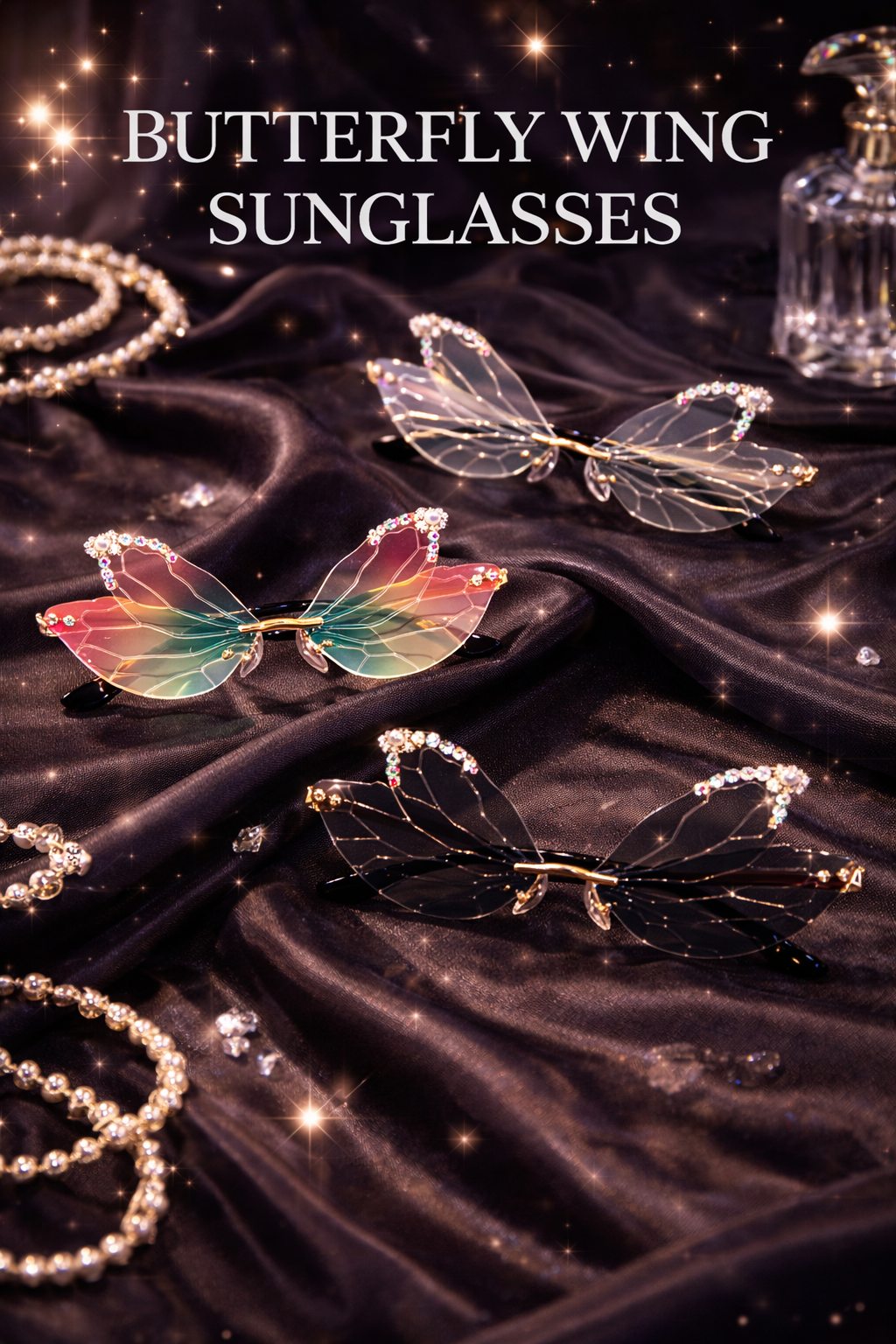 LuxeWing™ Butterfly Sunglasses – Rhinestone Designer Party Shades
