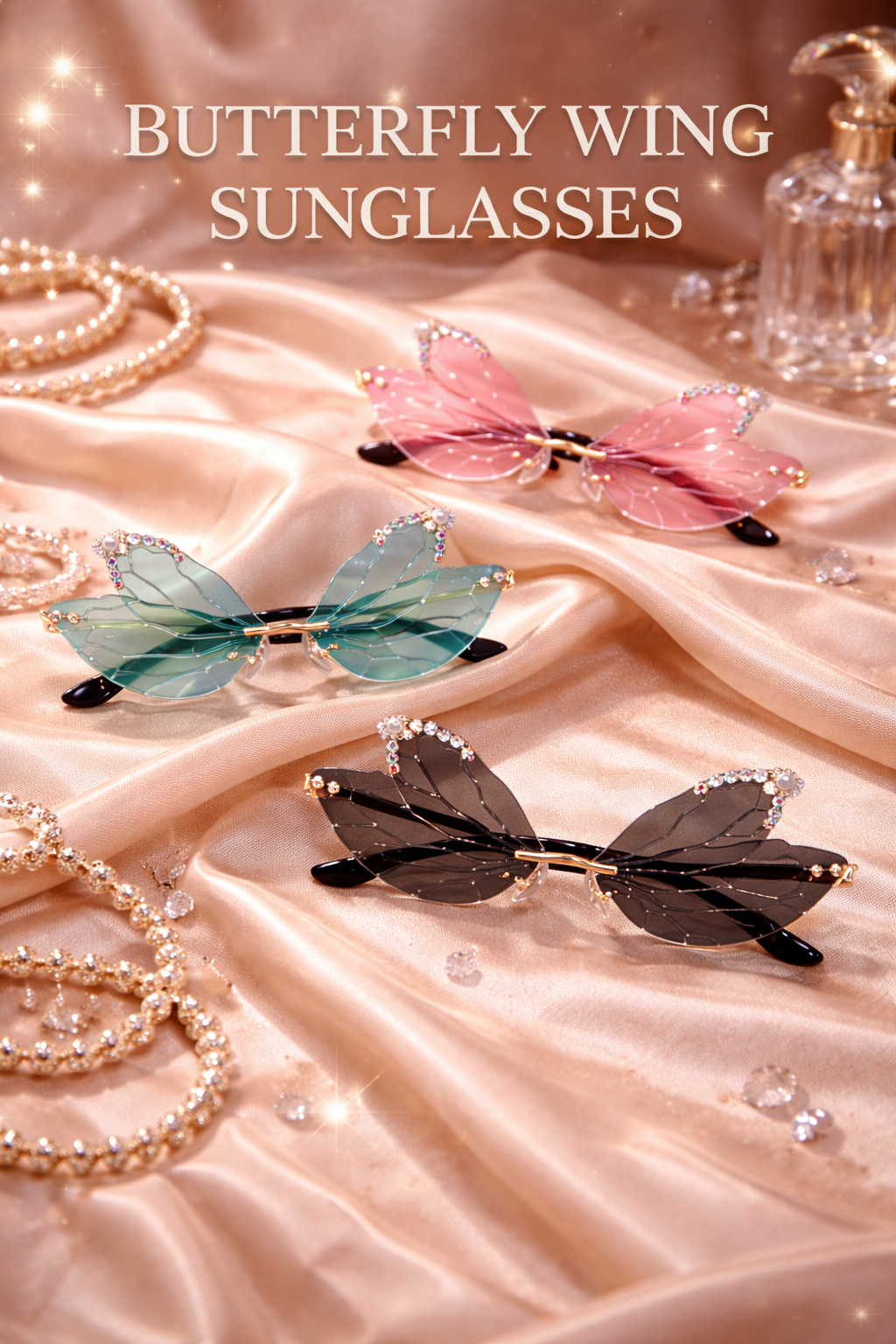 LuxeWing™ Butterfly Sunglasses – Rhinestone Designer Party Shades